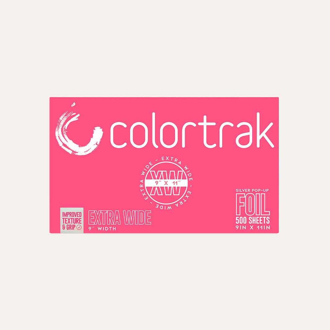 Open Colortrak extra-wide foil box with a silver sheet standing upright