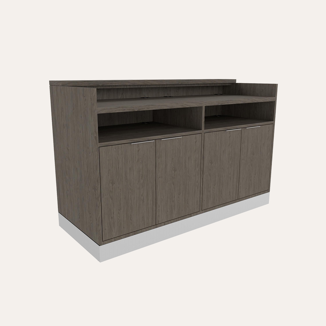Nico 60 Two-Person Reception Desk with LED Accent Light & Metal Toe-Kick- back-view