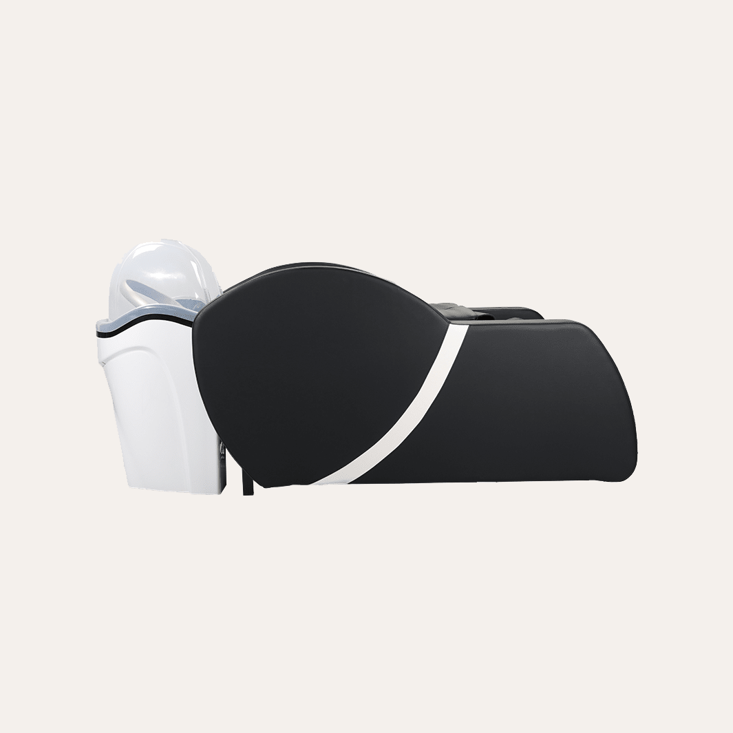 side view of black and white headspa