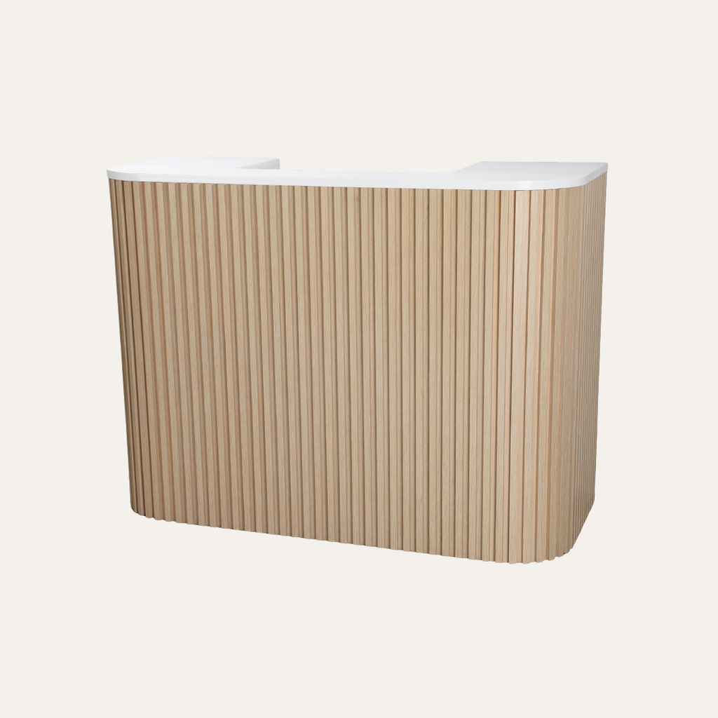 Rectangular object with a ribbed beige pattern on a white background