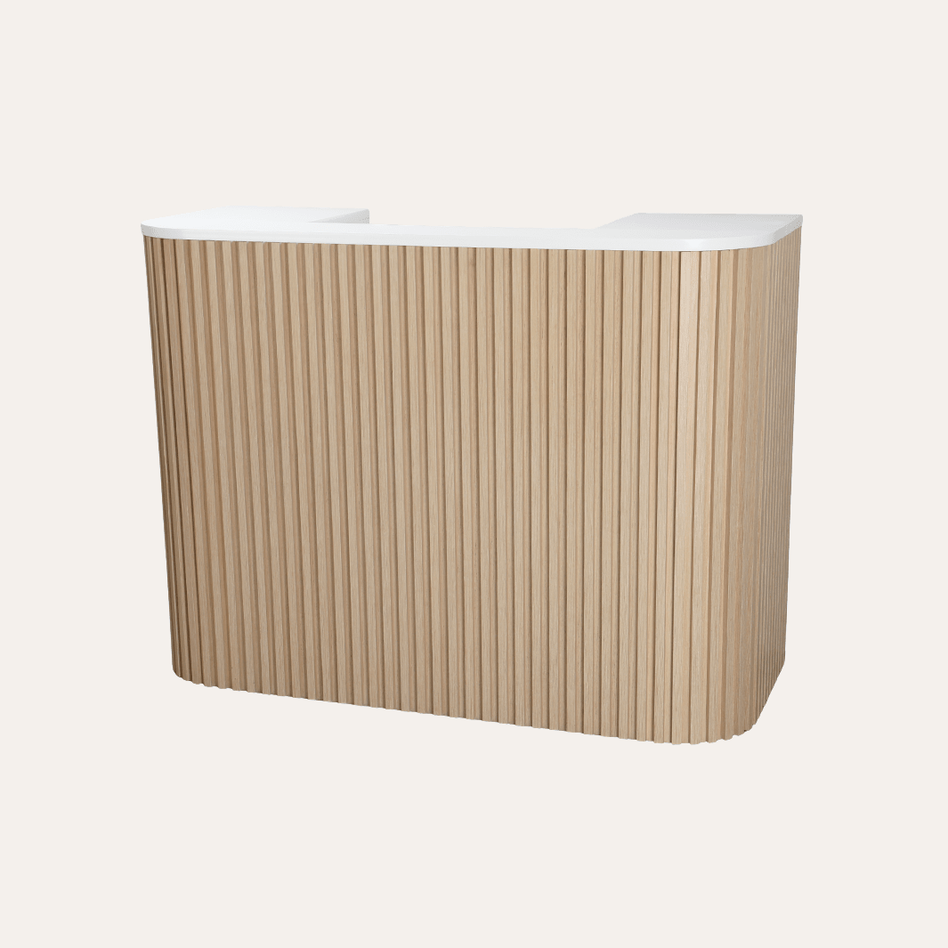 Rectangular object with a ribbed beige pattern on a white background