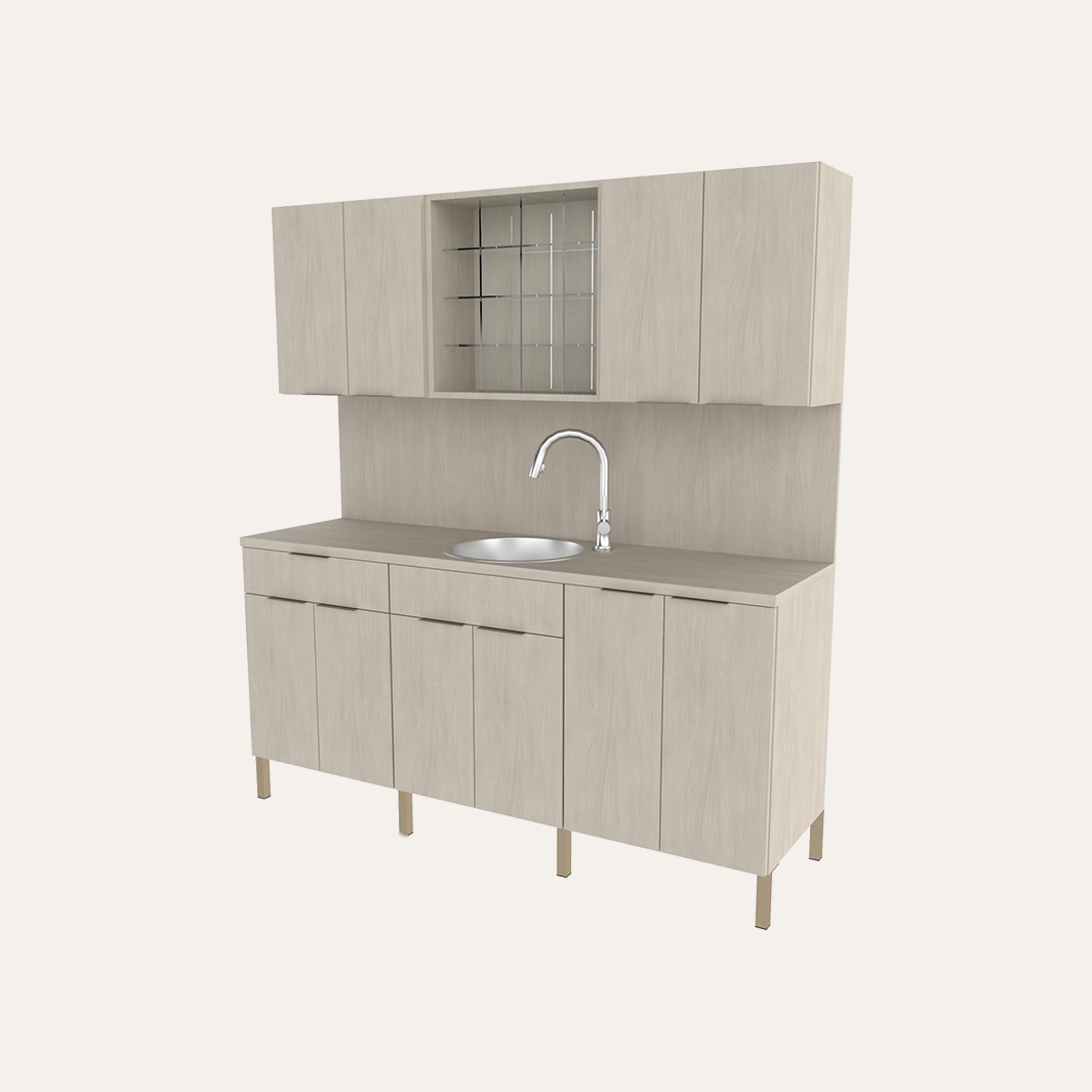 72 Config B Color Dispensary with Sink on Metal Legs