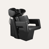 Black hair washing chair with basin on a white background