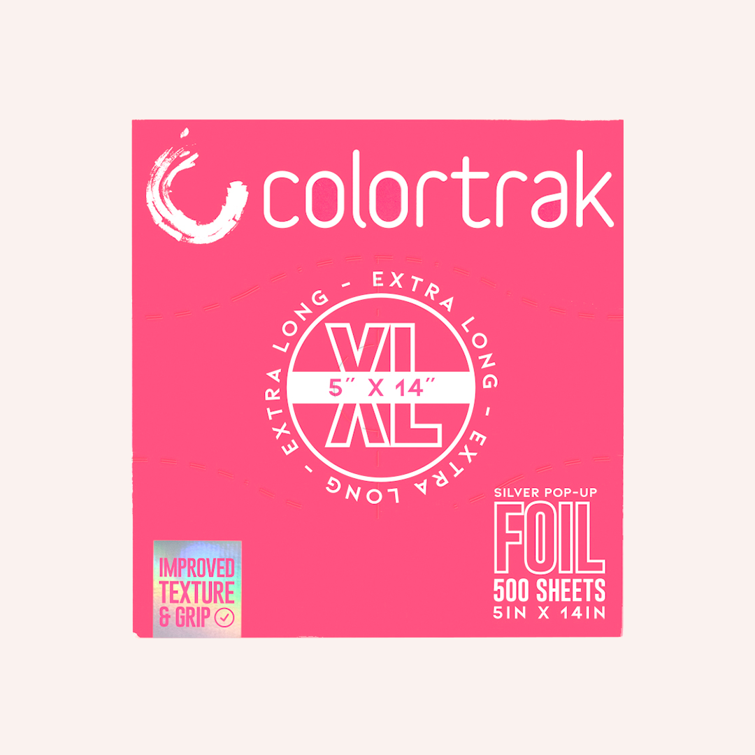 Front view of the Colortrak Extra Long Silver Pop-Up Foil box