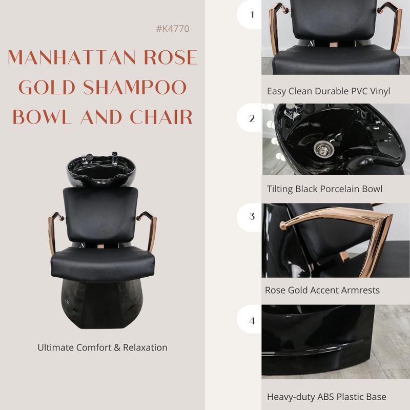 Manhattan Rose Gold Shampoo Bowl and Chair