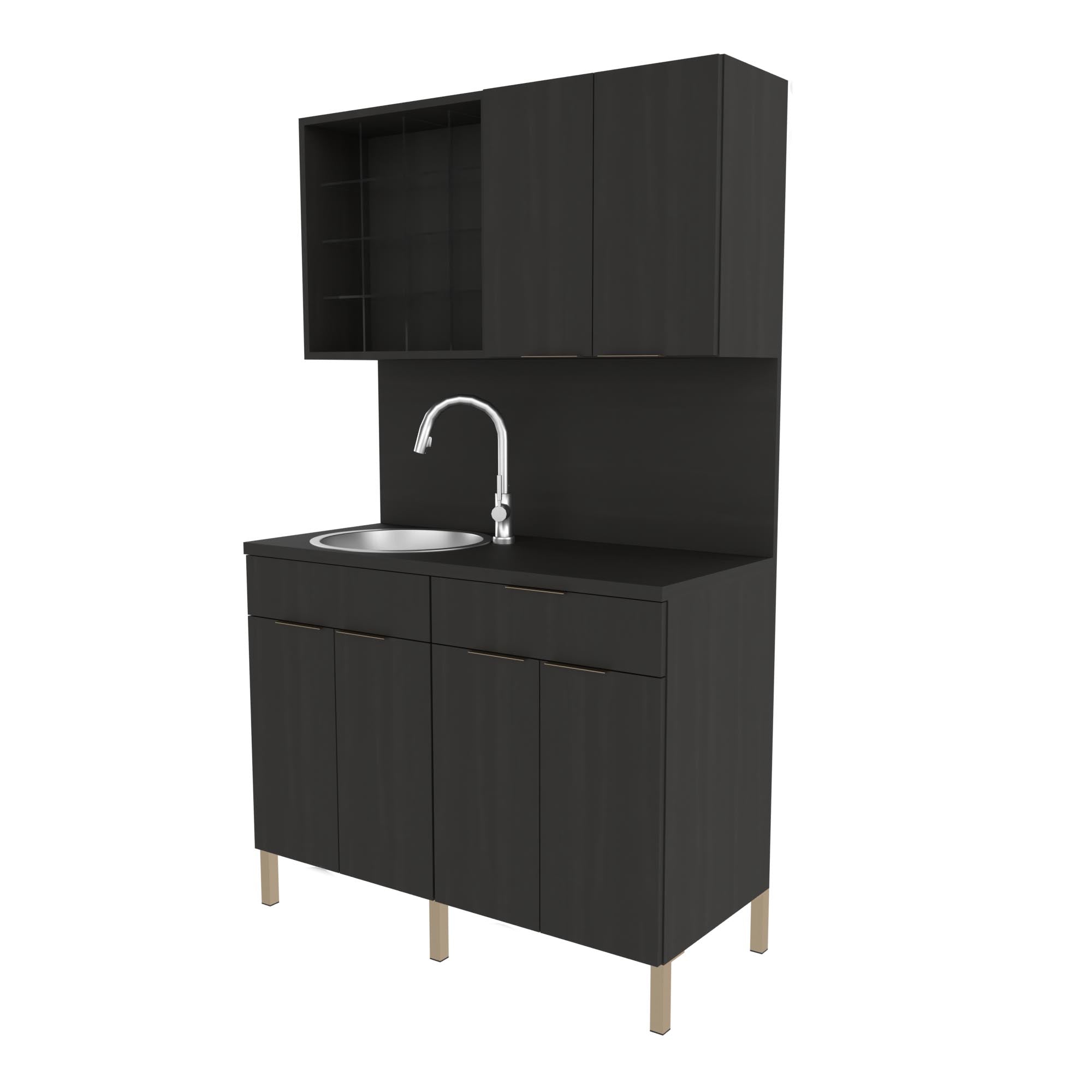 Collins 48 inch salon color dispensary on metal legs with sink and color cubbies E1134P-48