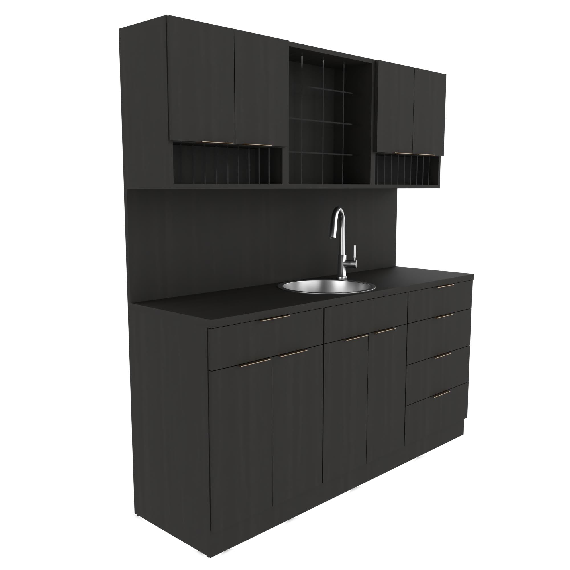 Collins 72 inch salon color dispensary with sink and color cubbies E1137-72
