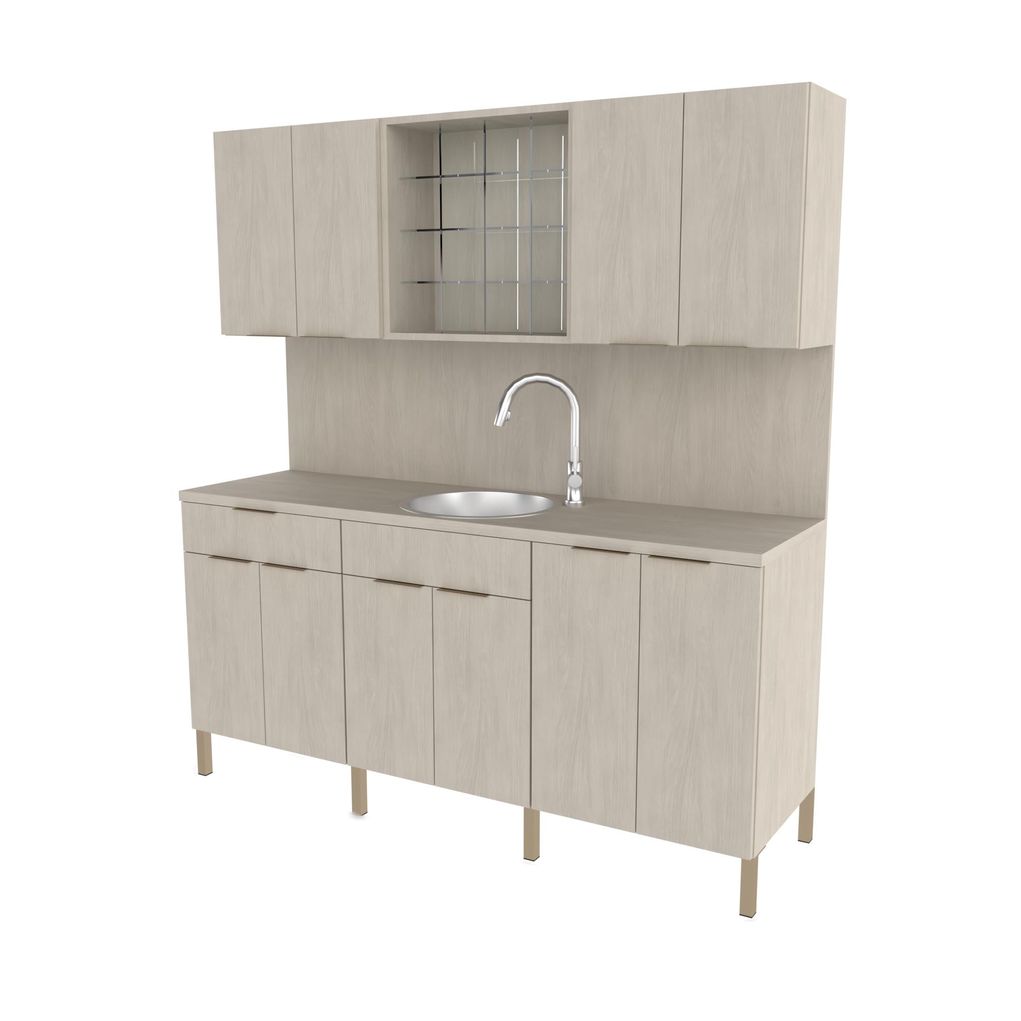Collins 72 inch salon color dispensary with sink on metal legs E1138P-72