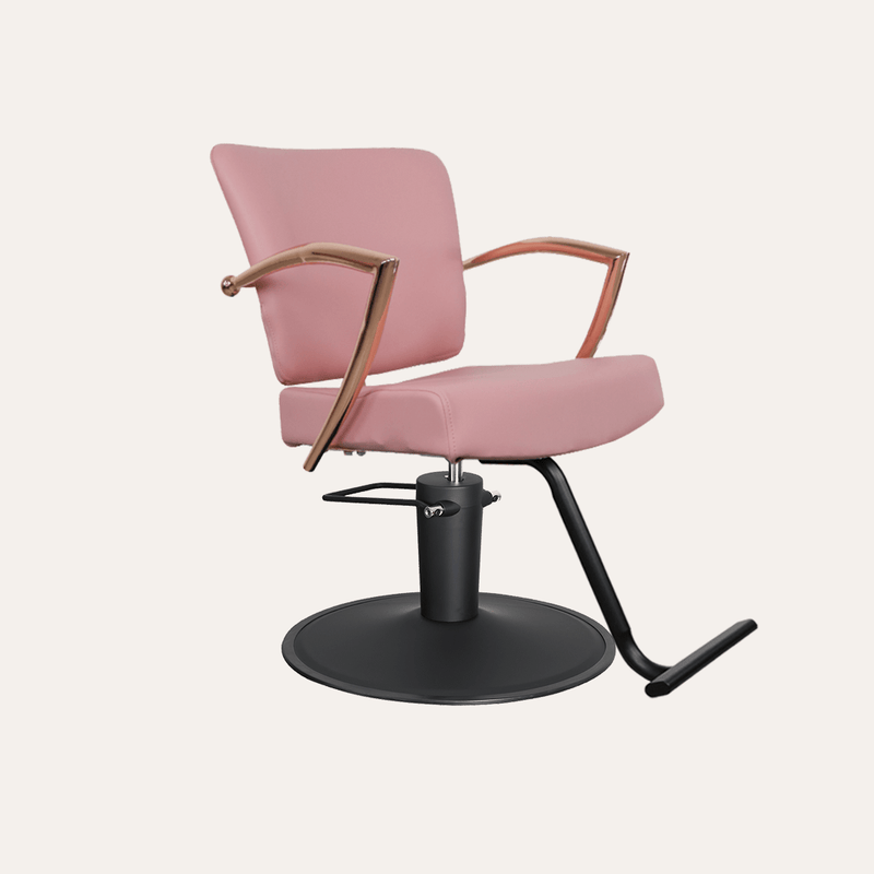 Manhattan Rose Gold Salon Chair - Pink / Square Black / T-Shaped Black Manhattan Rose Gold Salon Chair - Pink / Square Black / T-Shaped Black