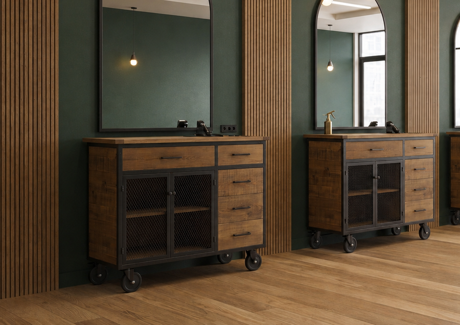 Barber station and storage