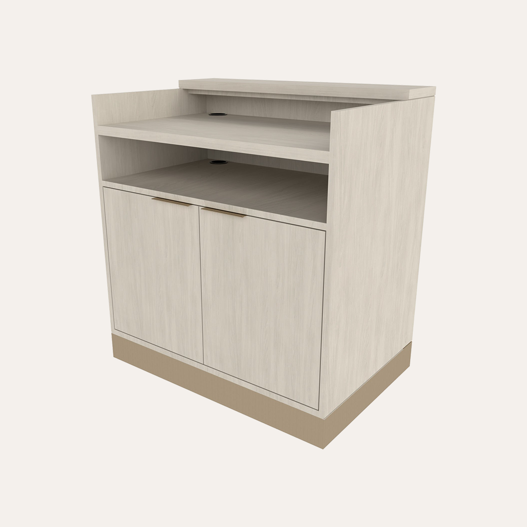 36 inch Nico36ConciergeReceptionDeskwithLEDAccentLight-MetalToe-Kick-BACK view
