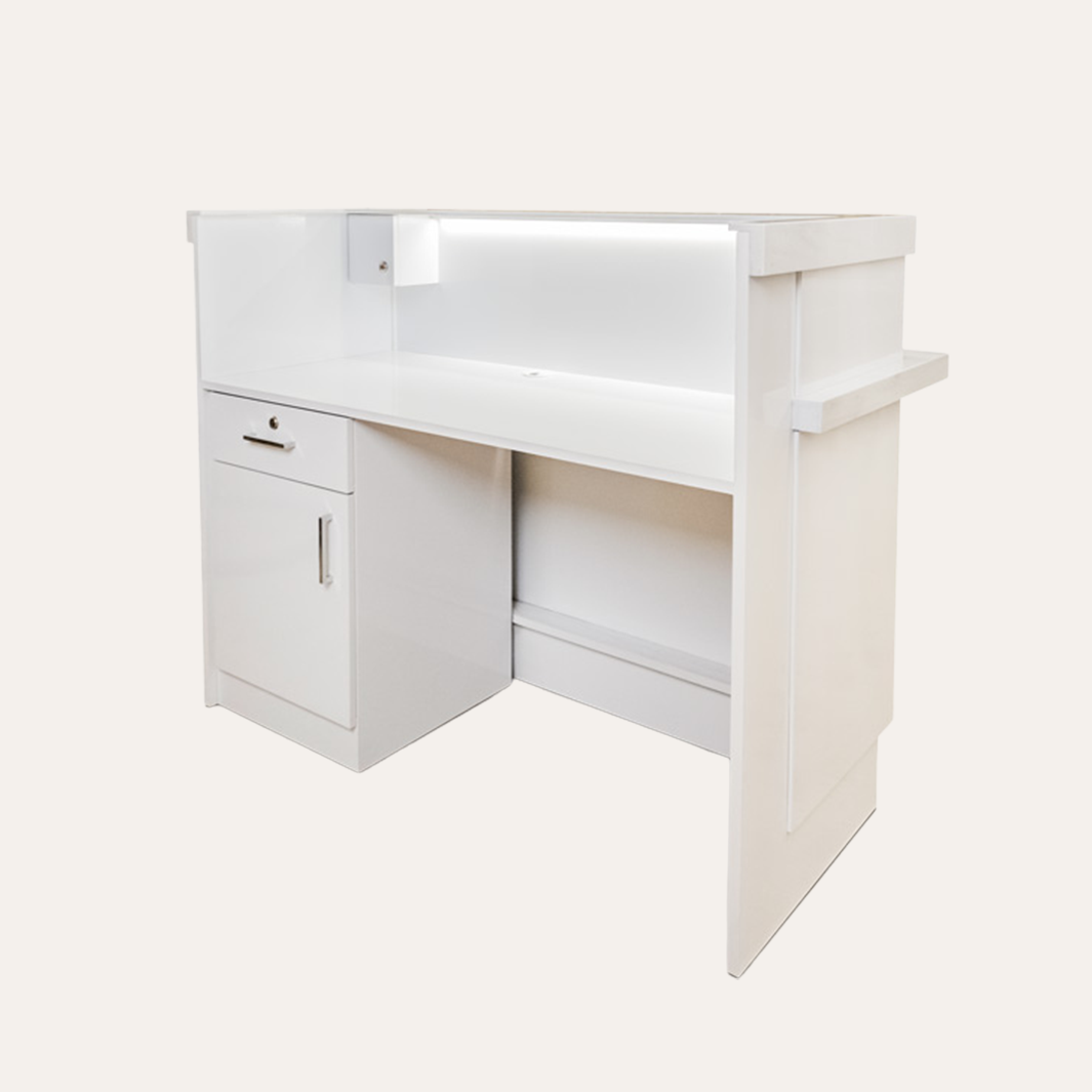 Zoku Reception Desk with Printer Shelf & Storage-back