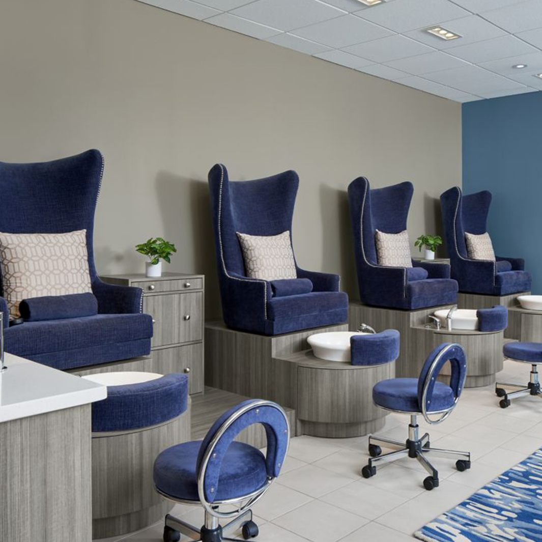 Cora Wingback Spa Pedicure Chair with Nailhead Accents- scene