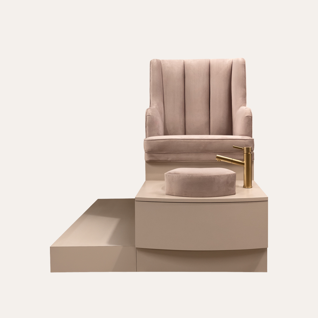 Harper Spa Pedicure Chair with Channel-Tufted Upholstery