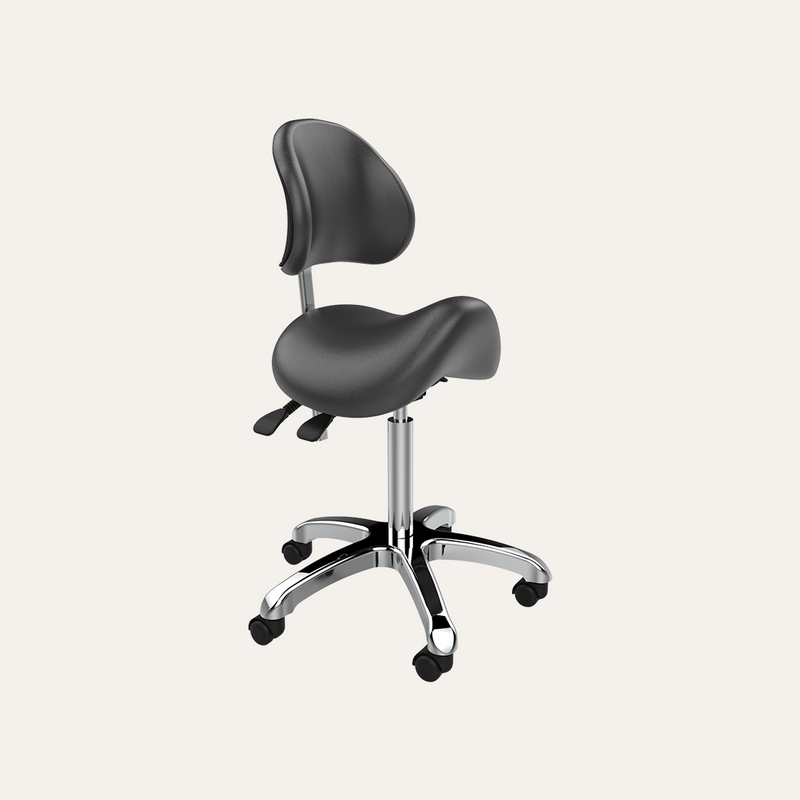 Silver Fox Adjustable Saddle Stool w/ Back 1025A