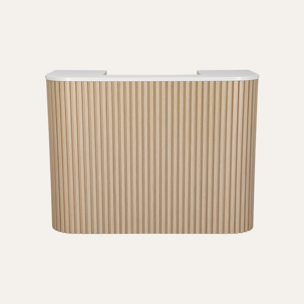 Rectangular object with a ribbed beige pattern on a white background