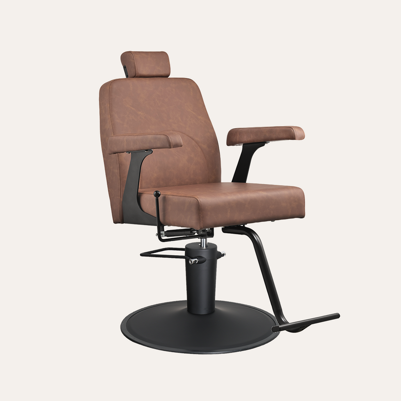 Brown all purpose chair with black base on a white background