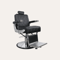 Black Adams Barber Chair with chrome footrest