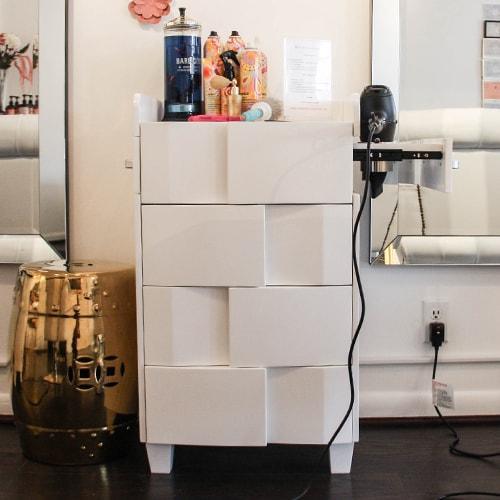 Pearl White Styling Station Stand by Keller International
